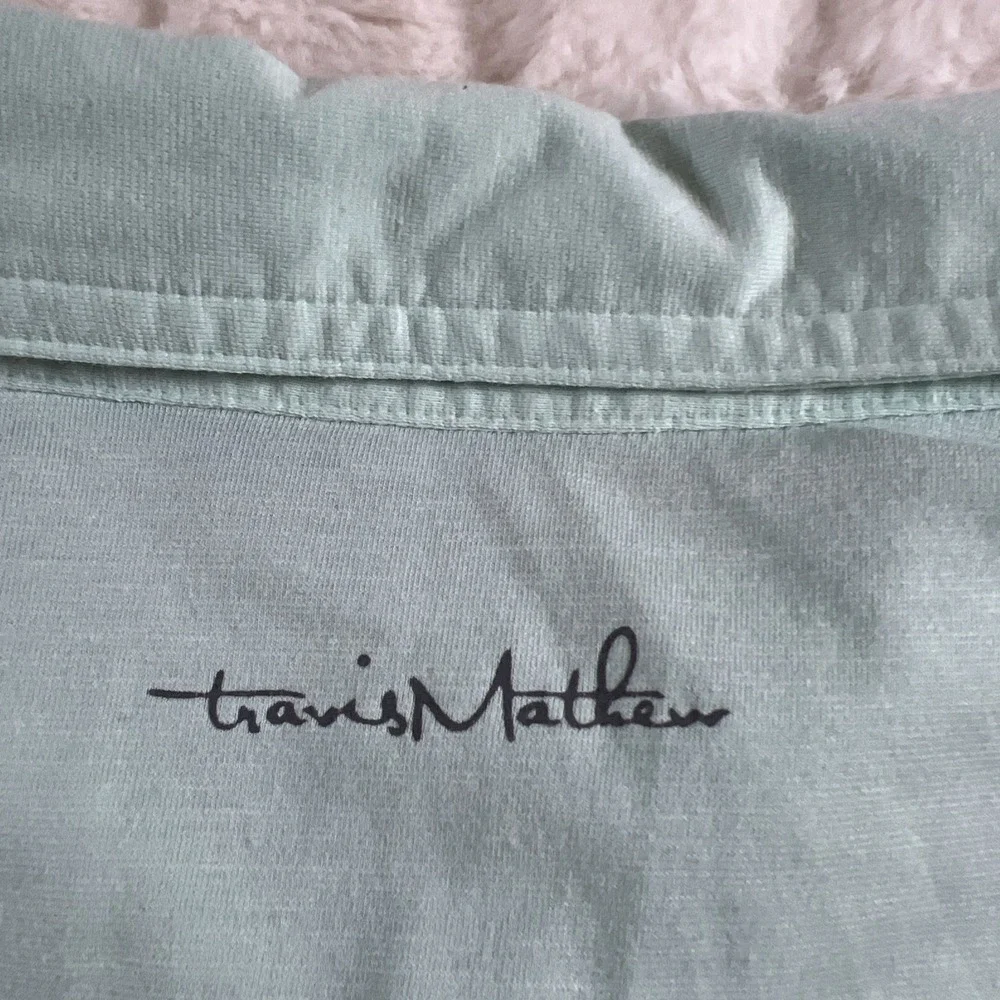 Travis Mathew Shirt Men's XXL‎ Blue Green Short Sleeve Golf Polo